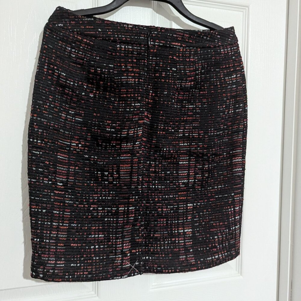 NWT Loft Outlet Black/Red/Gray Textured Stripe Pencil Skirt Sz 0P